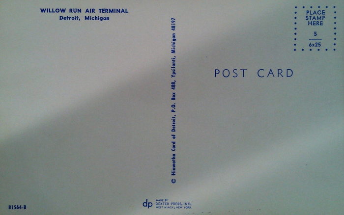 Willow Run Airport - Old Postcard (newer photo)